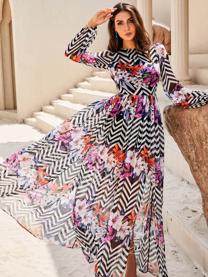 Long Sleeve Split Maxi Dress