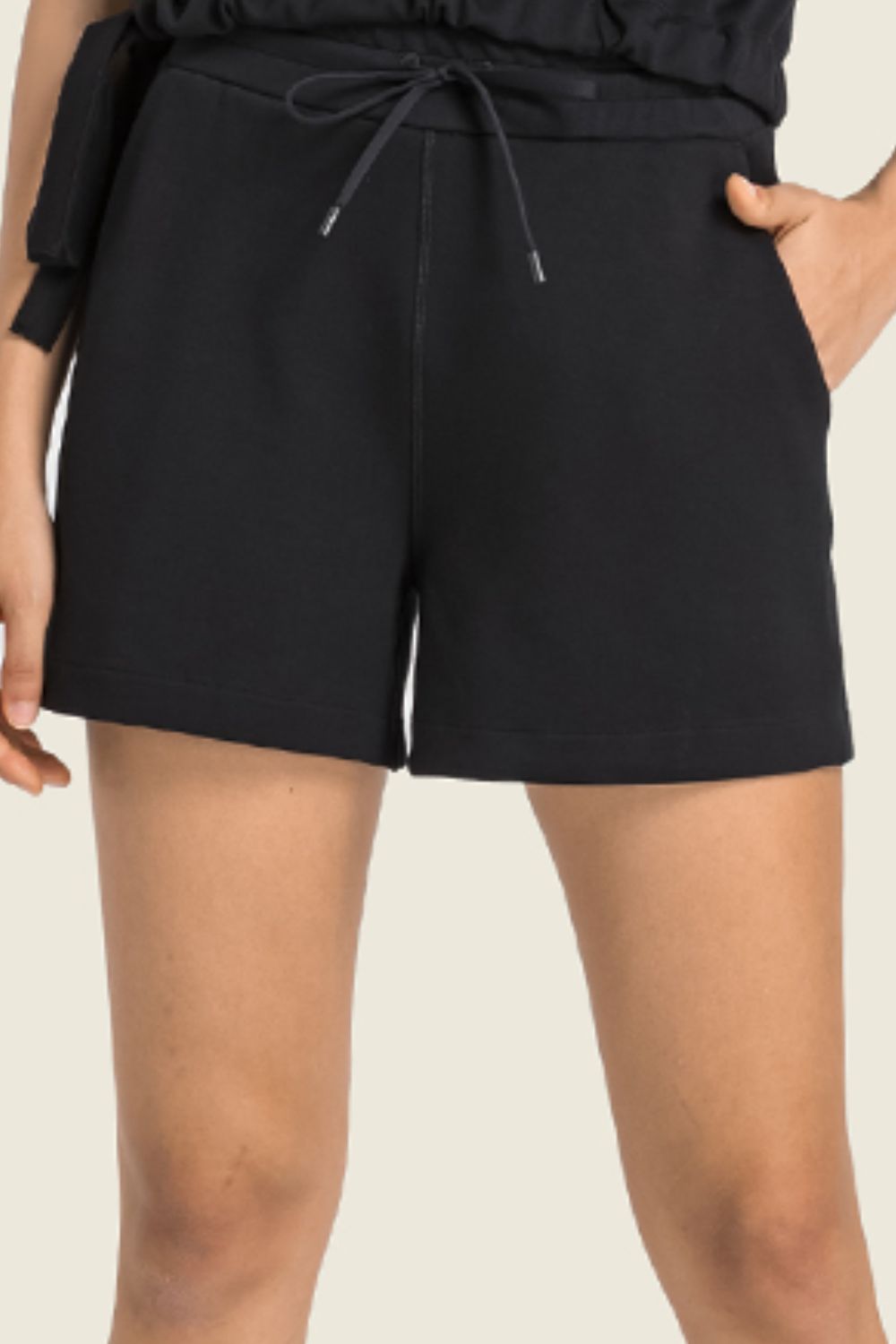 Drawstring Elastic Waist Sports Shorts with Pockets